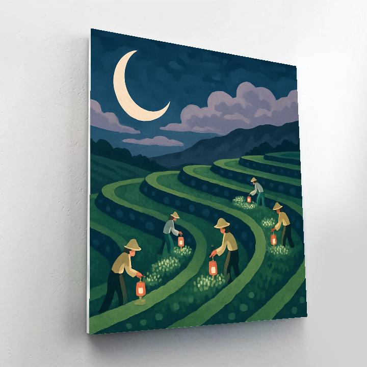 Crescent Harvest In Moonlit Terraces paint by color