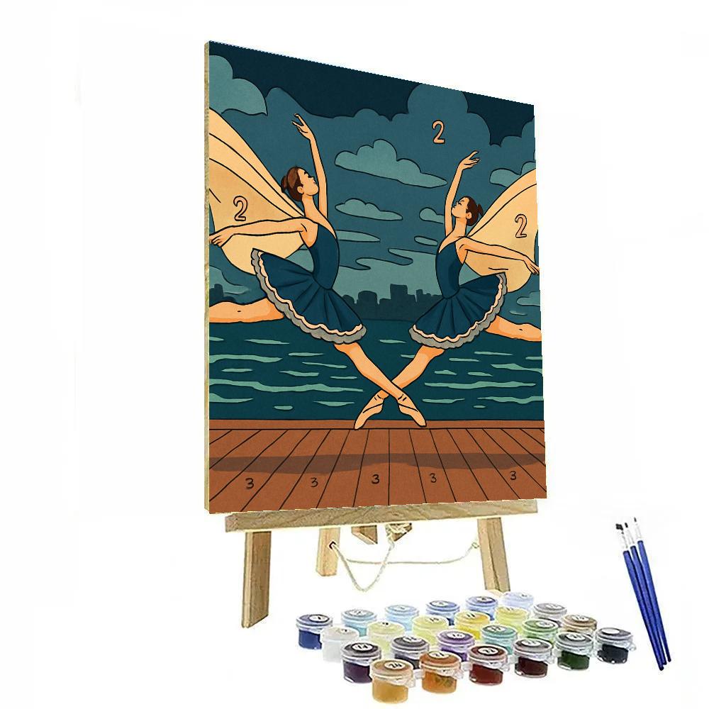 Moonlit Pier With Ballet Reverie Numbered painting kits