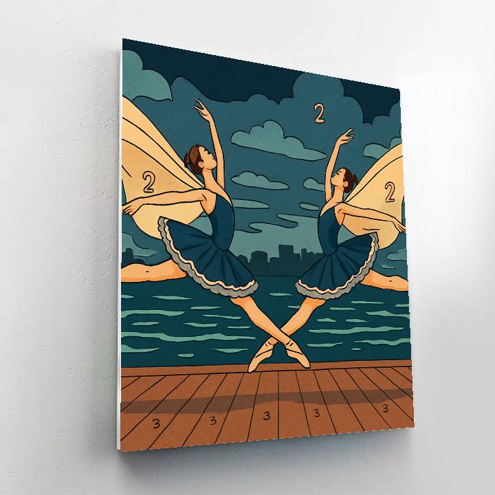 Moonlit Pier With Ballet Reverie Numbered painting kits
