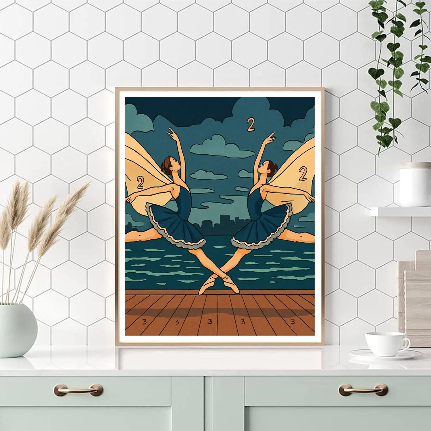 Moonlit Pier With Ballet Reverie Numbered painting kits
