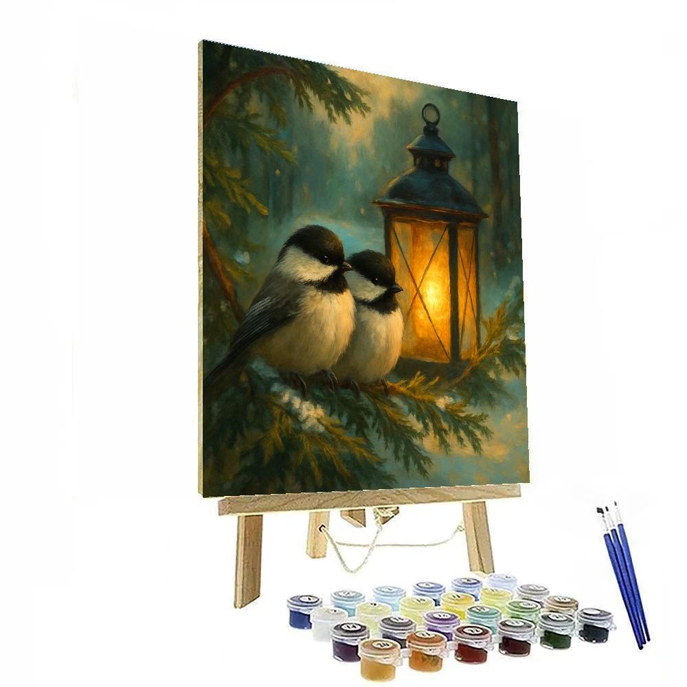 Lantern Light Chickadees In The Cedar Hollow Paint by numbers kits