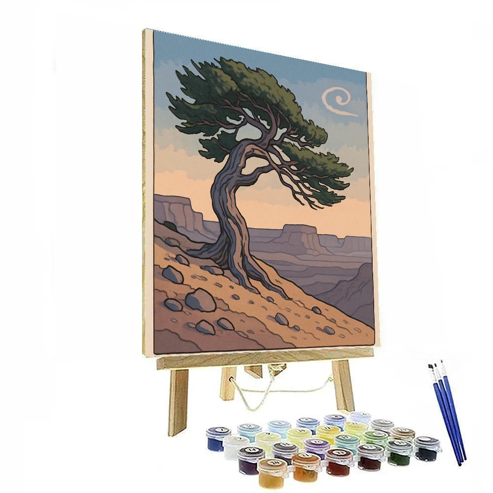 Wind Carved Plateau With Tree Sentinel Number painting
