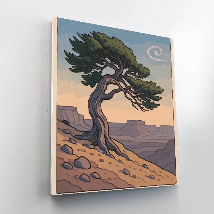 Wind Carved Plateau With Tree Sentinel Number painting