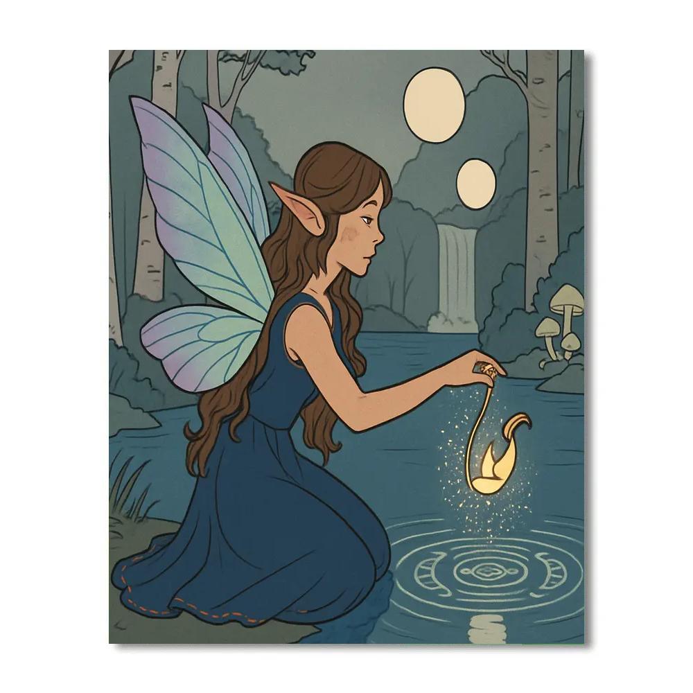 Mirror Lake With Fairy Lantern Rite paint by numbers