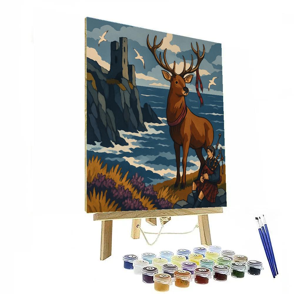 Stag Sentinel Above The Scotland Sea Cliffs painting number kit