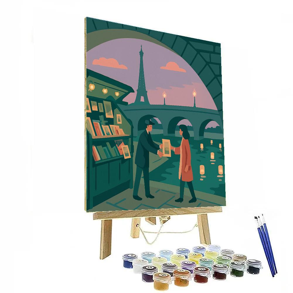 Paris Crafted Riverbookstalls Under Starlit Bridges Numbered painting kits