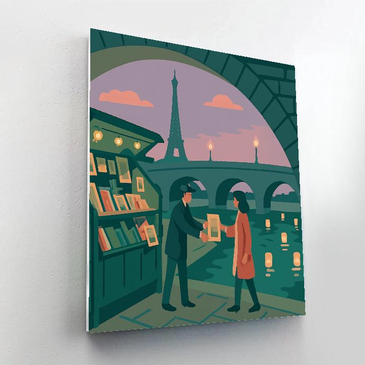 Paris Crafted Riverbookstalls Under Starlit Bridges Numbered painting kits