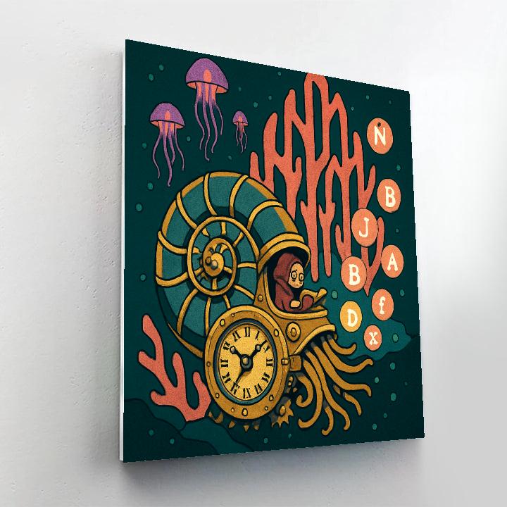 Clockwork Nautilus In Fantasy Abyss paint by color