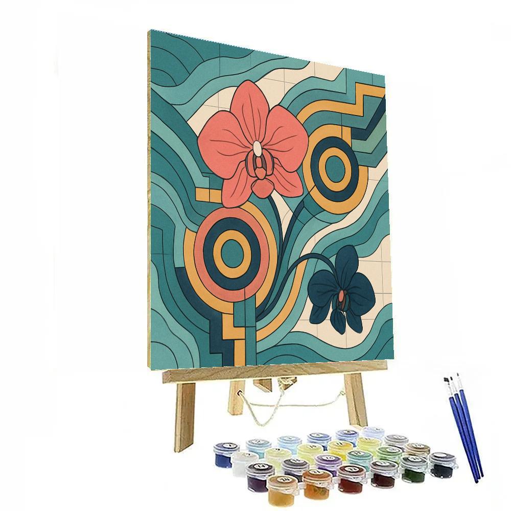 Tide Locked Orchids In Abstract Paint by numbers art
