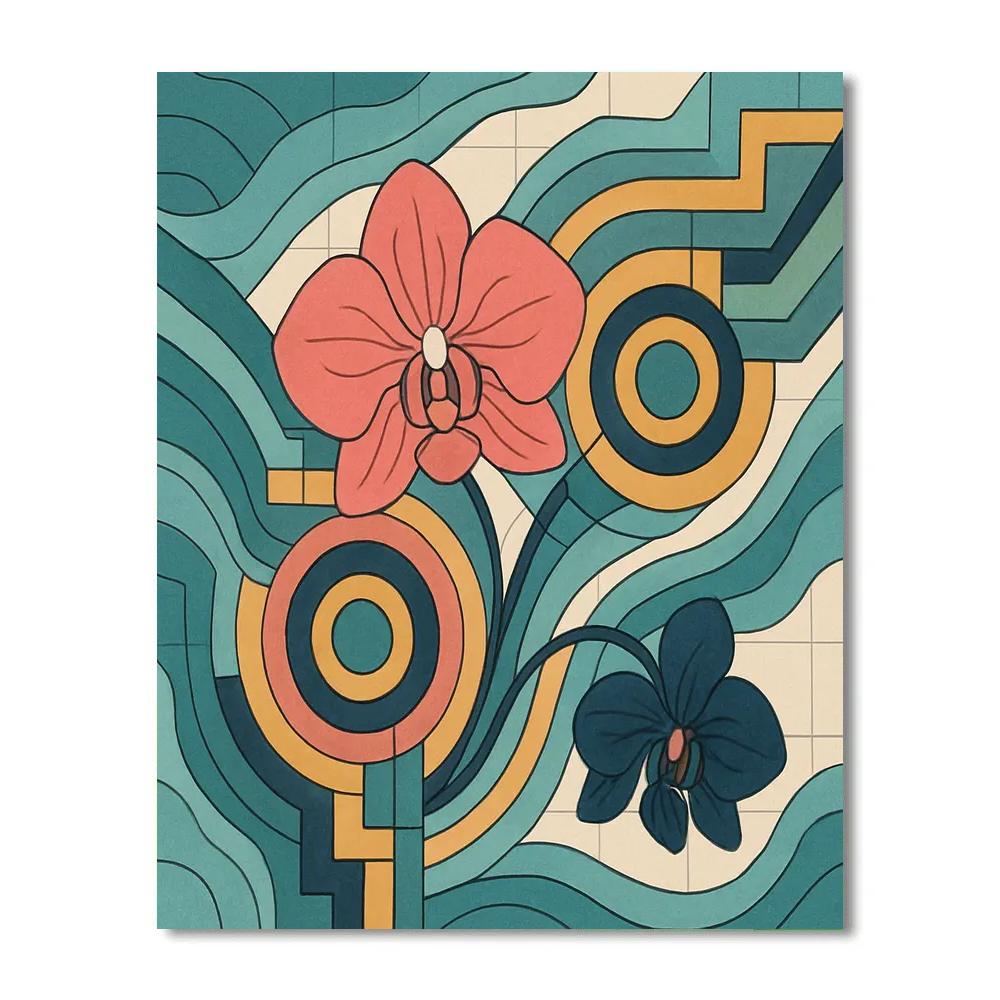 Tide Locked Orchids In Abstract Paint by numbers art