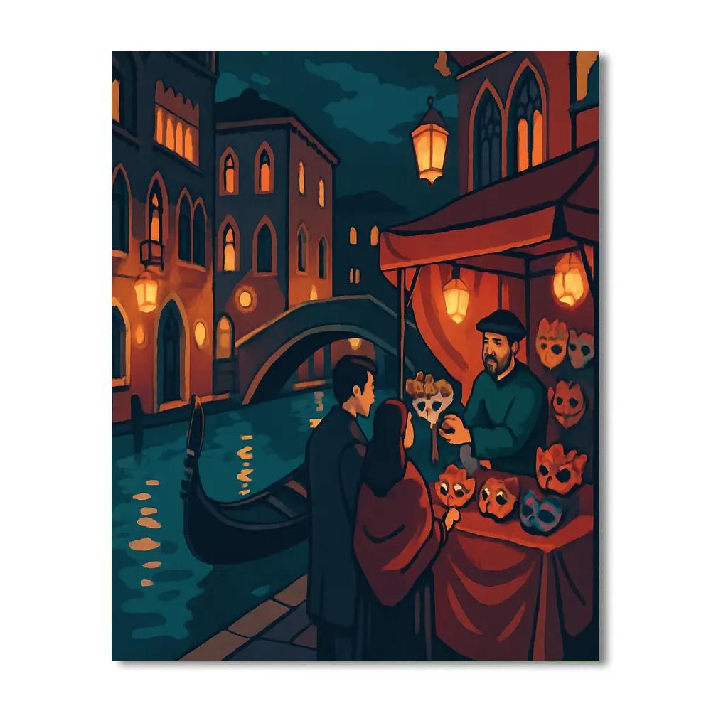 Carnival Mask Market In Venice Twilight Paint by numbers kits