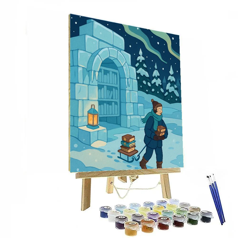 Lanternlit Ice Library In Winter Paint by numbers art
