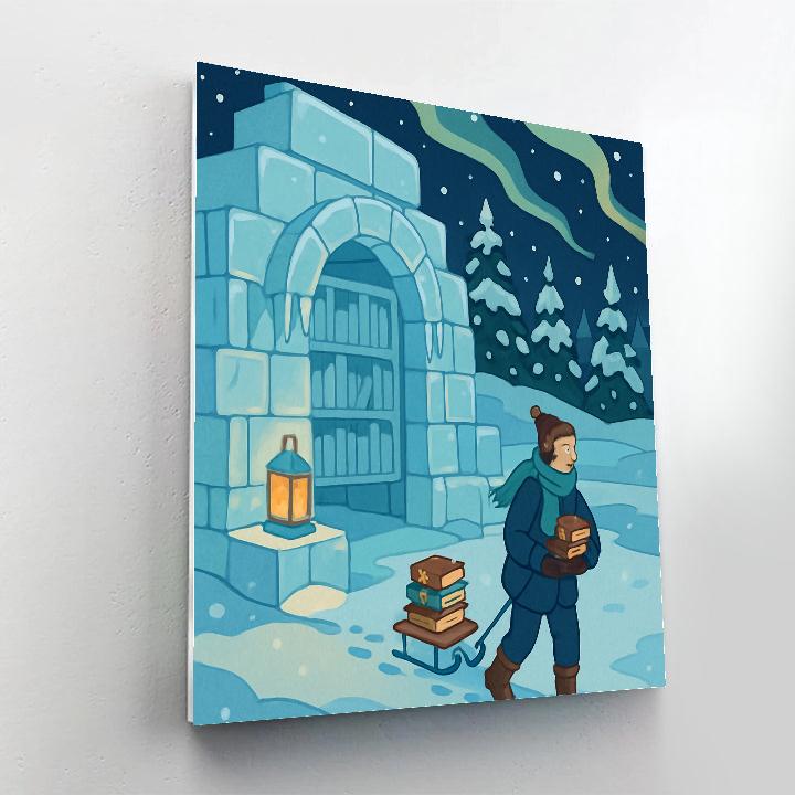 Lanternlit Ice Library In Winter Paint by numbers art
