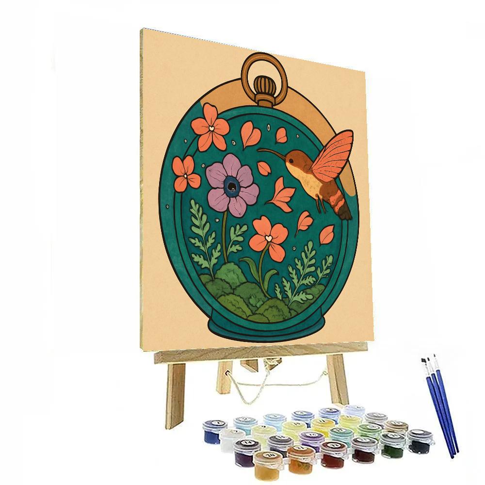 Clockwork Terrarium With Floral Constellations Numbered painting kits