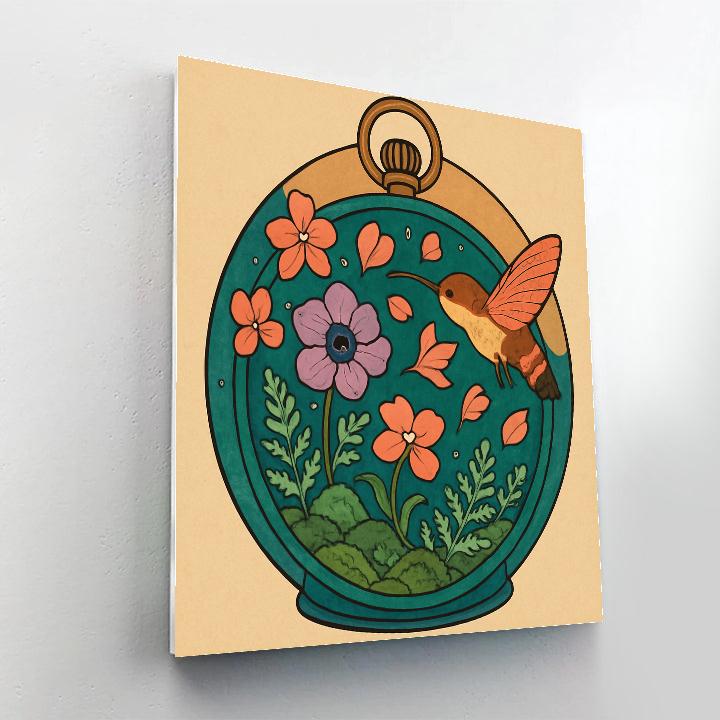 Clockwork Terrarium With Floral Constellations Numbered painting kits