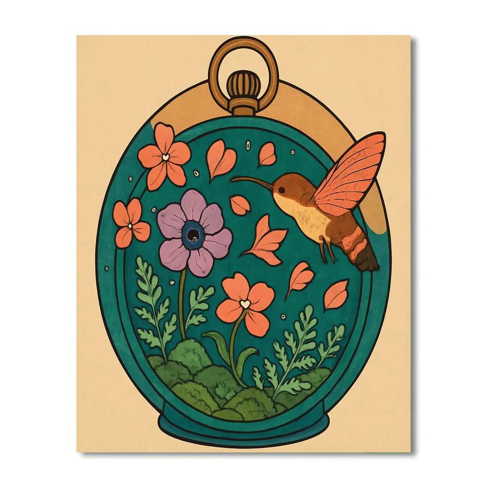 Clockwork Terrarium With Floral Constellations Numbered painting kits