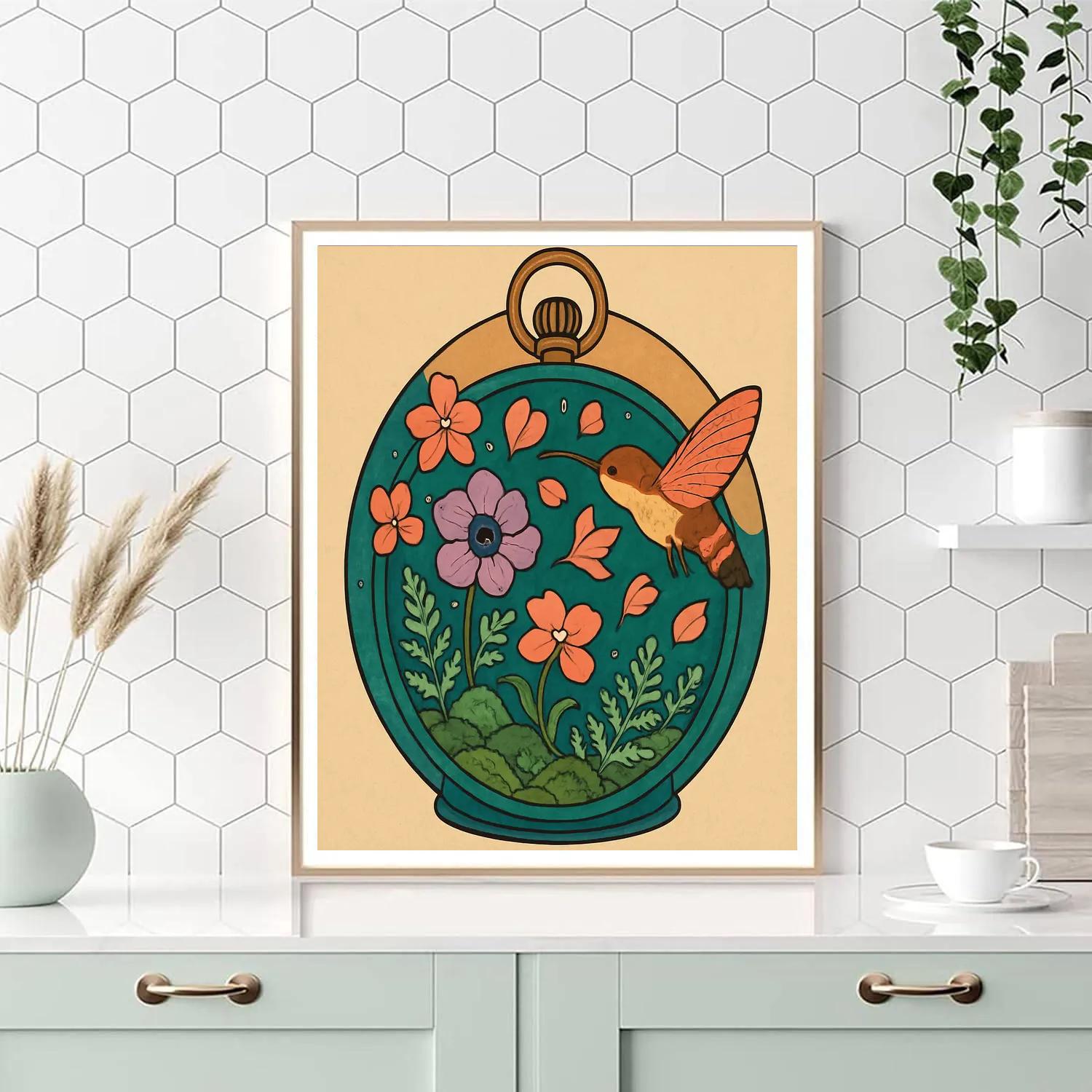 Clockwork Terrarium With Floral Constellations Numbered painting kits