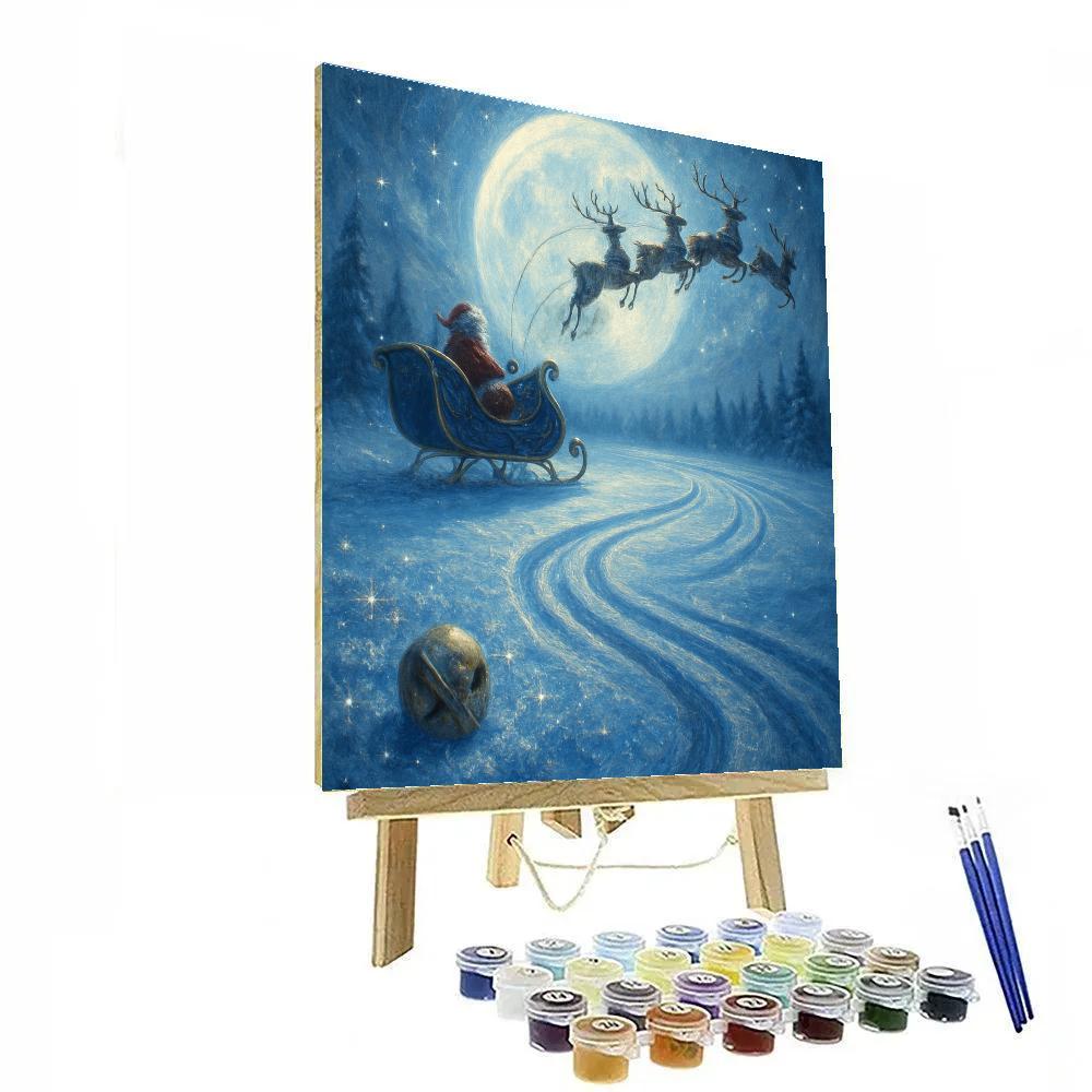 Starry Sleigh Tracks Across The Moonlit Meadow Numbered painting kits