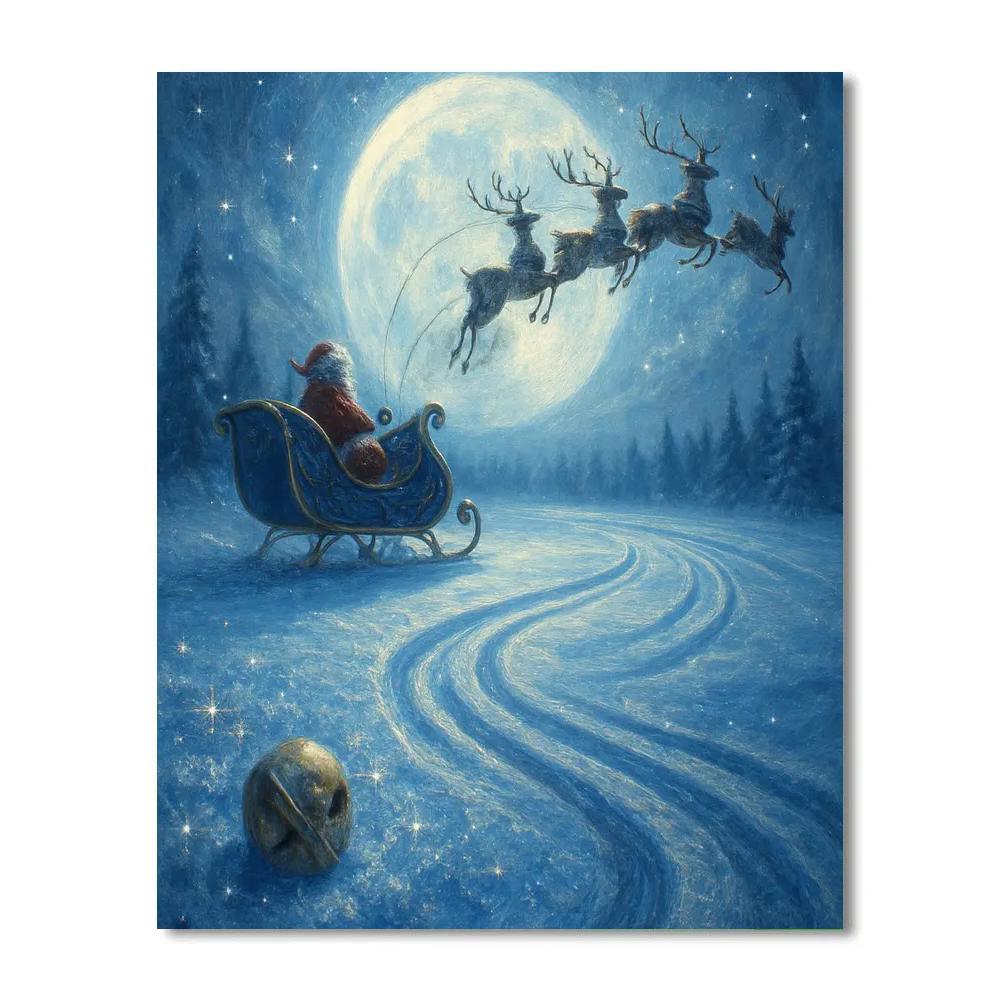 Starry Sleigh Tracks Across The Moonlit Meadow Numbered painting kits