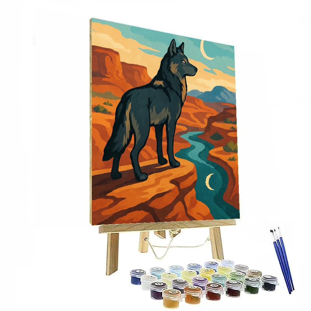 Wind Carved Mesa Wolf Vigil Number painting