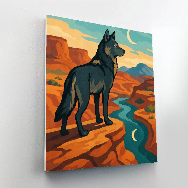Wind Carved Mesa Wolf Vigil Number painting