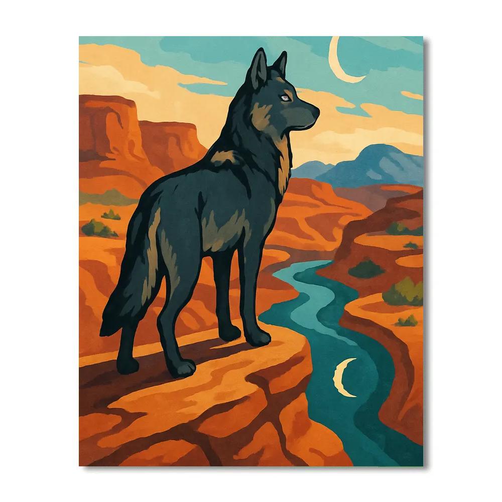 Wind Carved Mesa Wolf Vigil Number painting