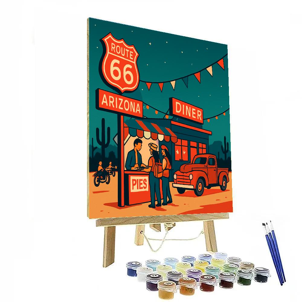 Route 66 Night Market In USA Glow Painting by numbers kit