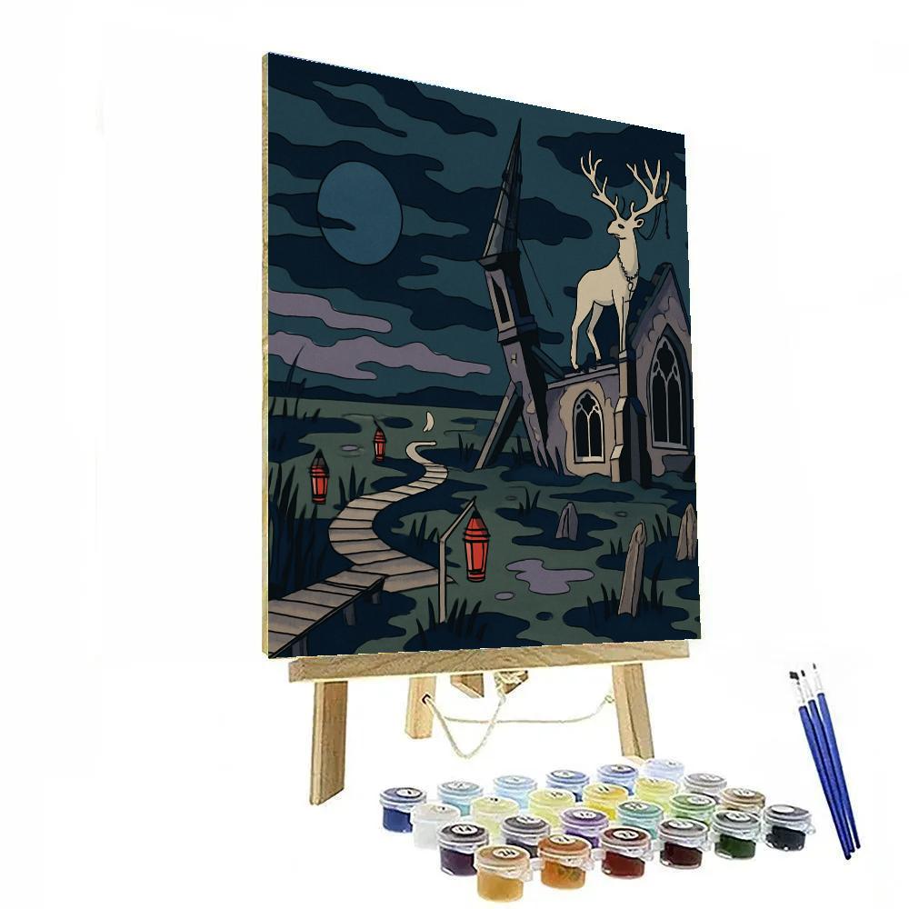 Moonlit Salt Marsh With Gothic Ruins Painting by numbers kit