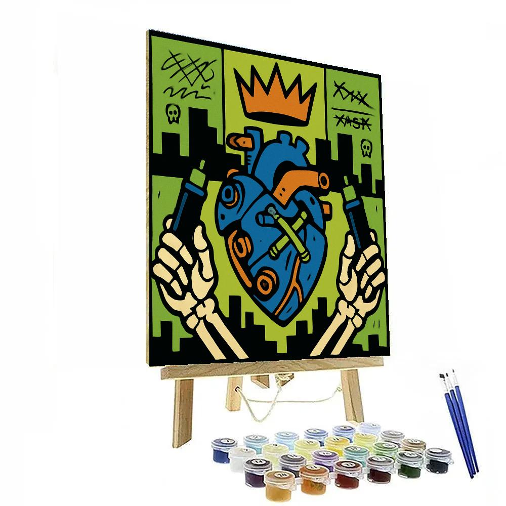 Basquiat Crown Engine Blueprint DIY paint by numbers