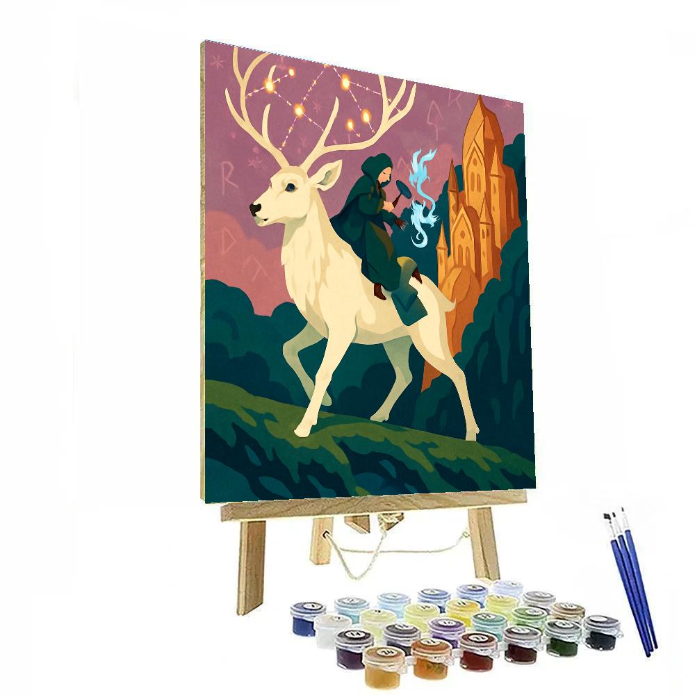 Fantasy-Crafted Lantern Stag Procession Paint by numbers art