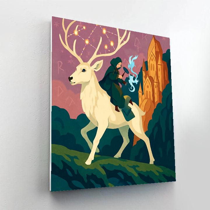 Fantasy-Crafted Lantern Stag Procession Paint by numbers art