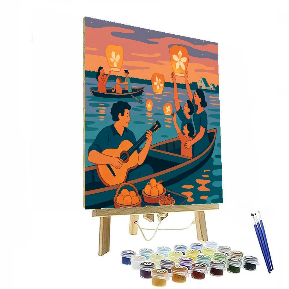 Spain Lantern Regatta At Albufera Lagoon Numbered painting kits
