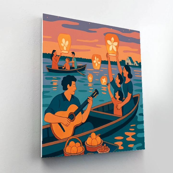 Spain Lantern Regatta At Albufera Lagoon Numbered painting kits