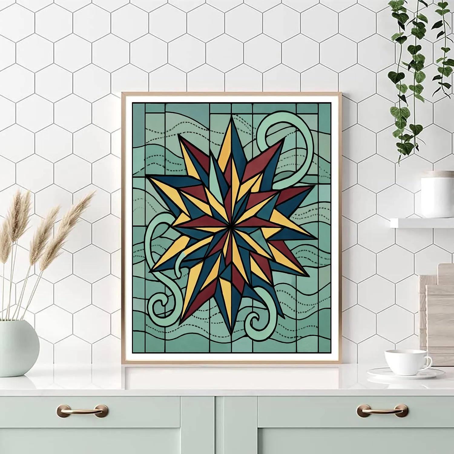 Abstract Folded Prism Lattice paint by numbers