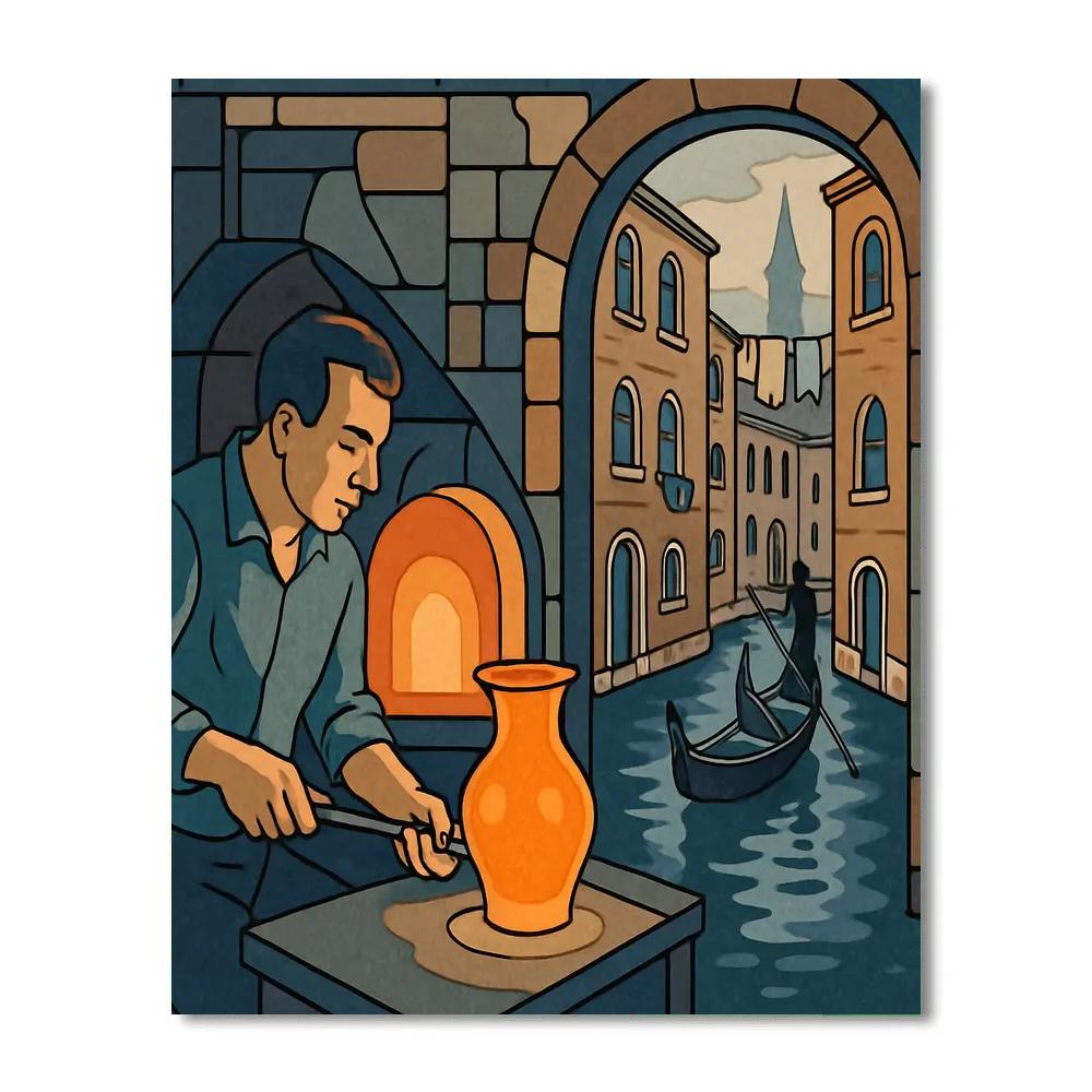 Glassmakers Workshop Venetian Canal Venice Paint by numbers kits