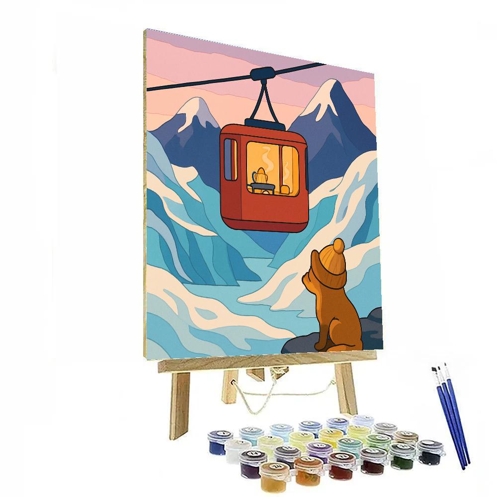 Winter-Crafted Mountain Tea Tram paint by numbers