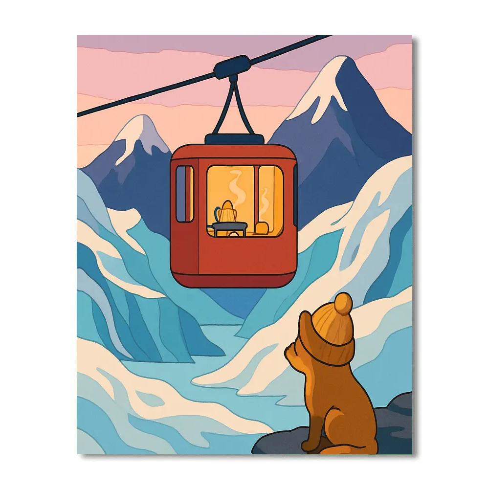 Winter-Crafted Mountain Tea Tram paint by numbers