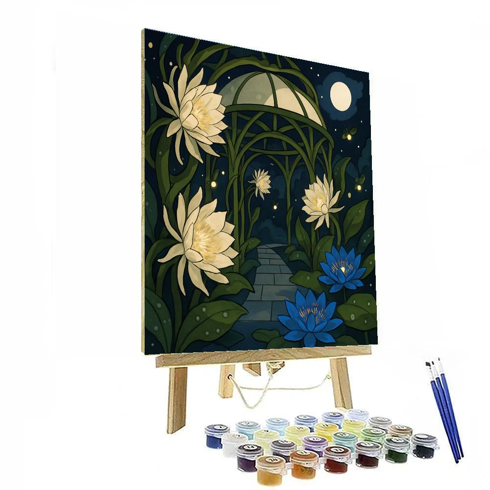 Lattice Pavilion In Midnight Floral Paint by numbers art