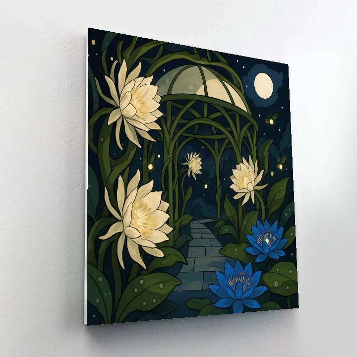 Lattice Pavilion In Midnight Floral Paint by numbers art