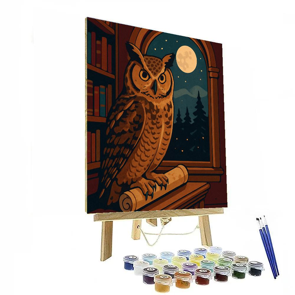 Library Window With Owl Vigil Number painting