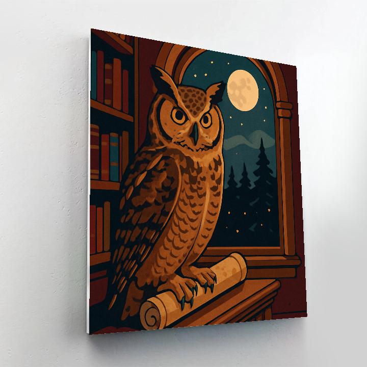 Library Window With Owl Vigil Number painting