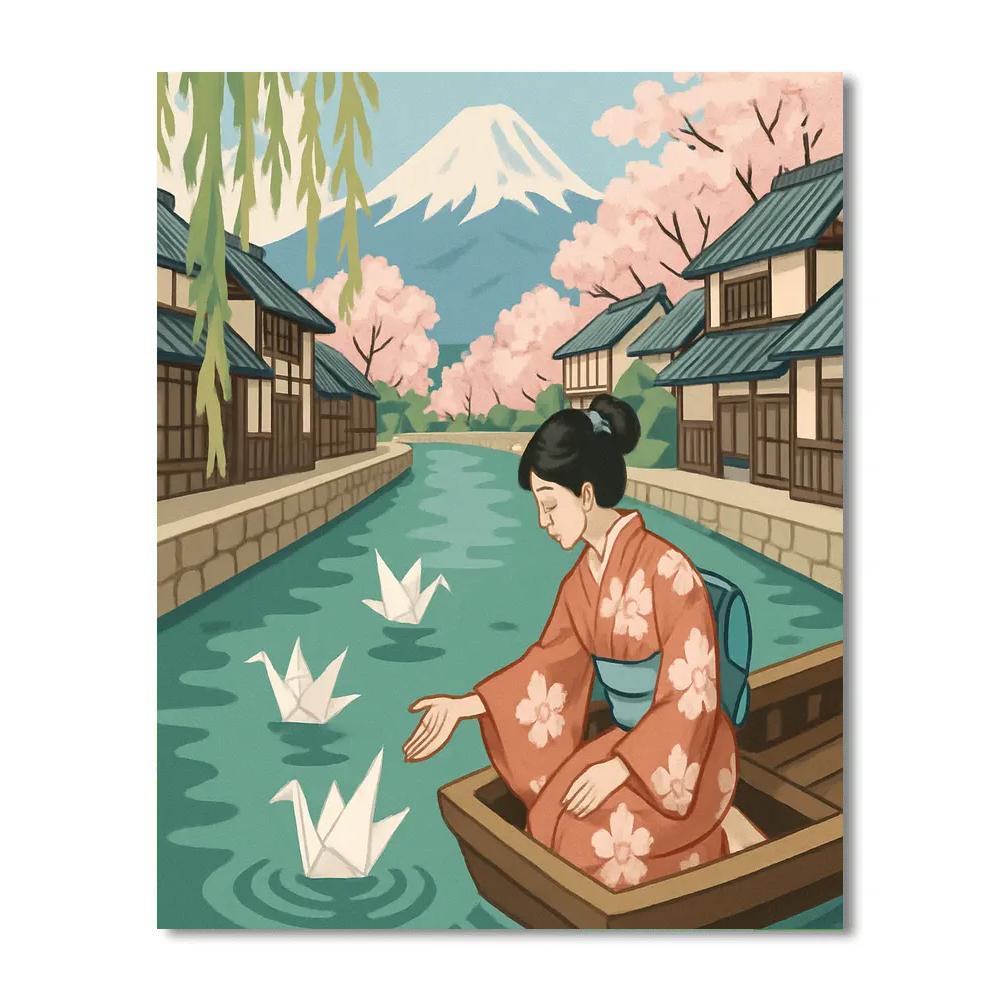 Japan Crafted Paper Crane River Of Seasons Paint by numbers kits