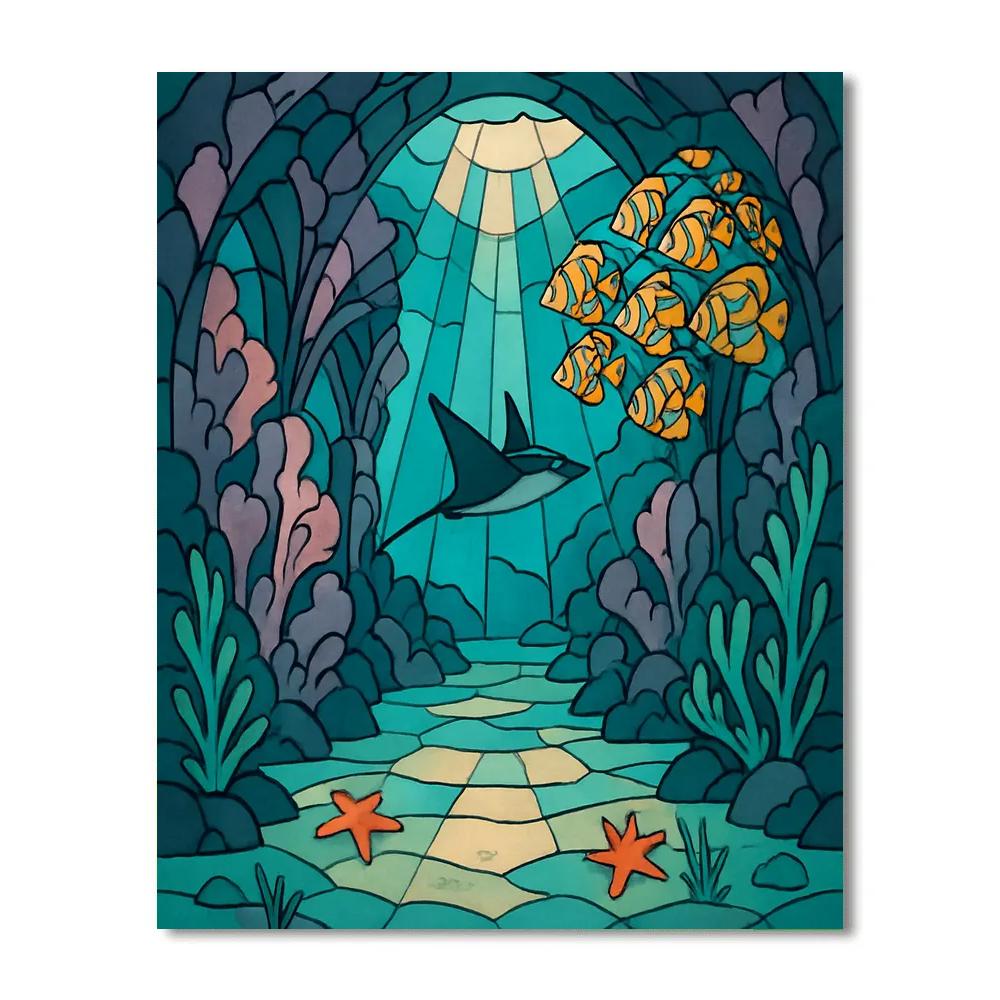 Ocean Glass Cathedral Reef Numbered painting kits