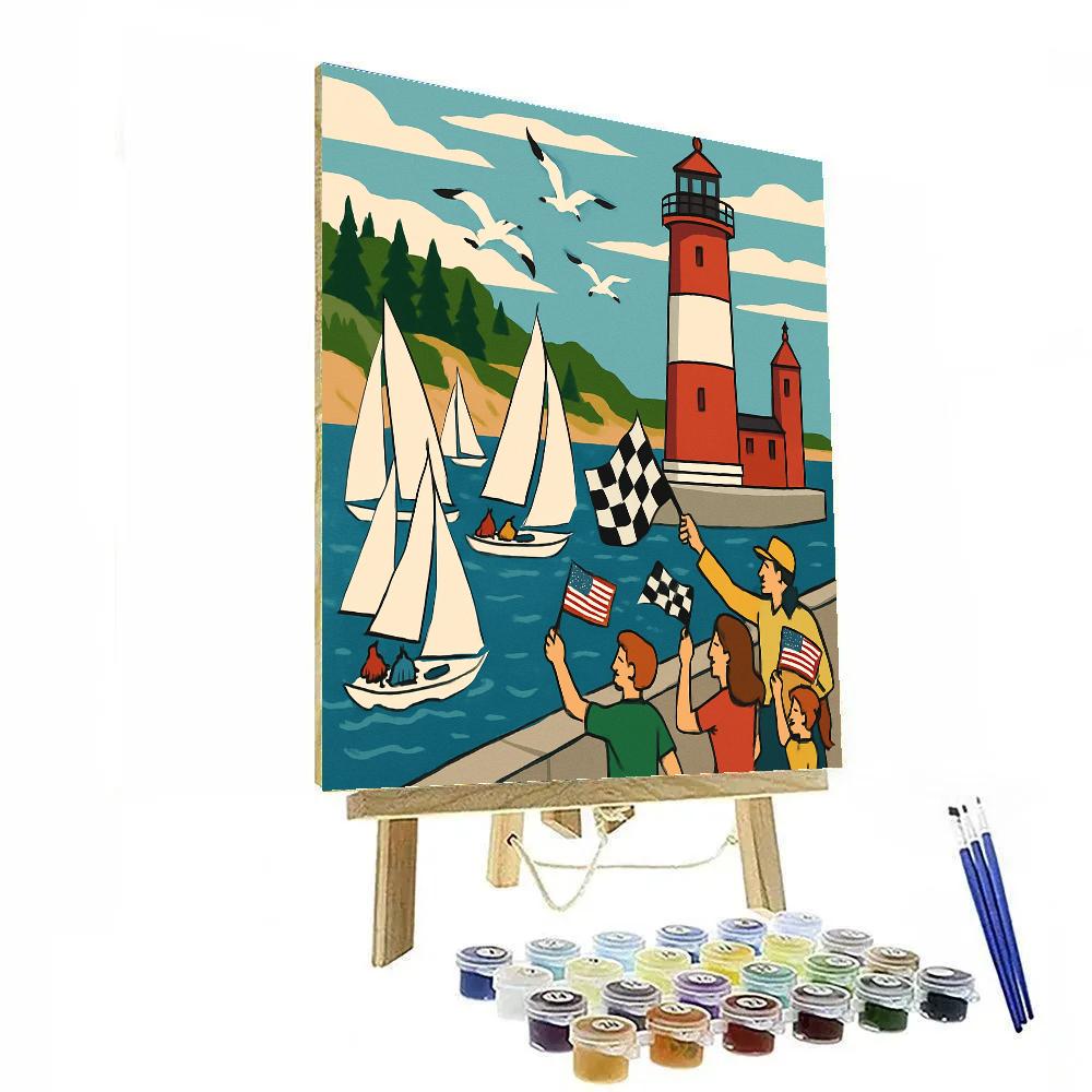 USA Great Lakes Lighthouse Regatta paint by number