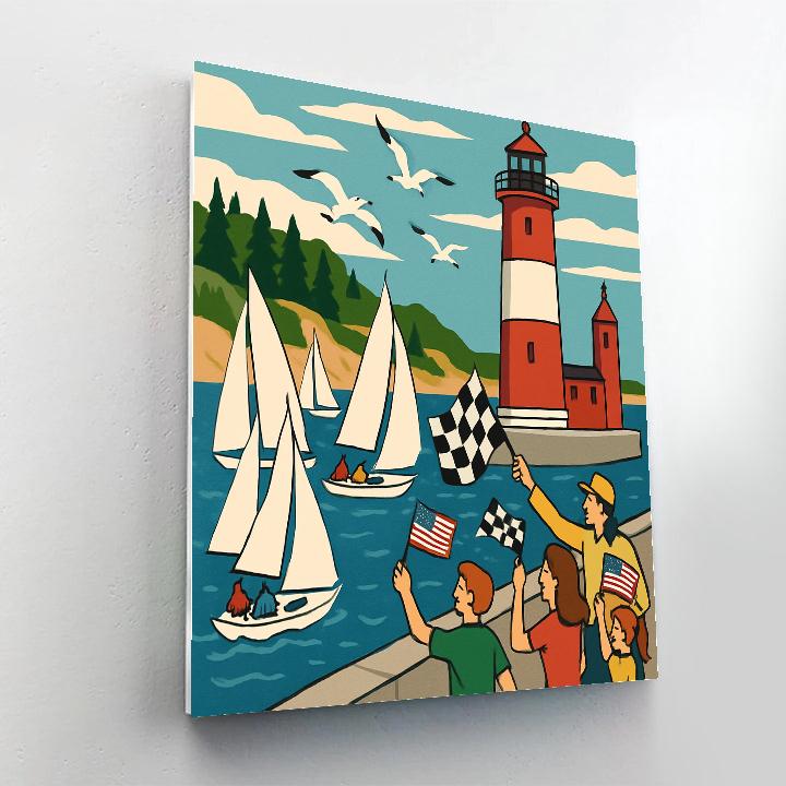 USA Great Lakes Lighthouse Regatta paint by number