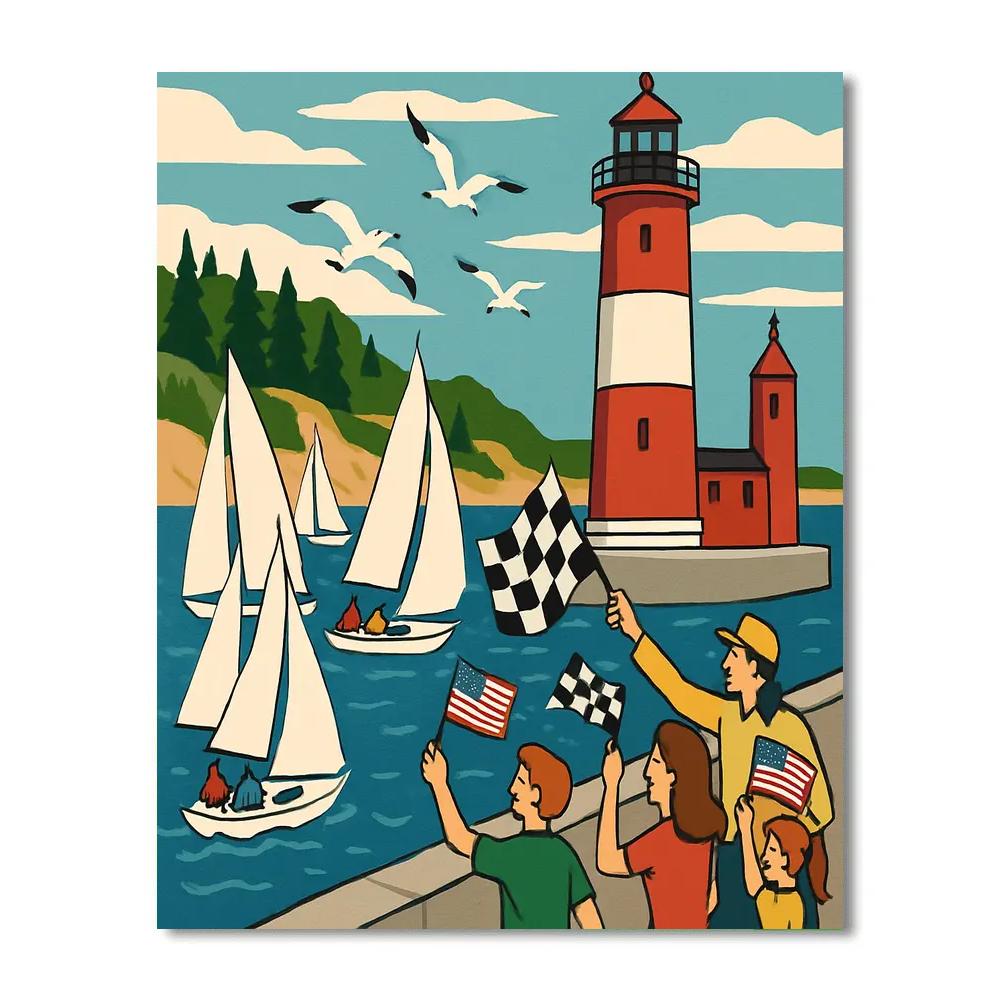 USA Great Lakes Lighthouse Regatta paint by number