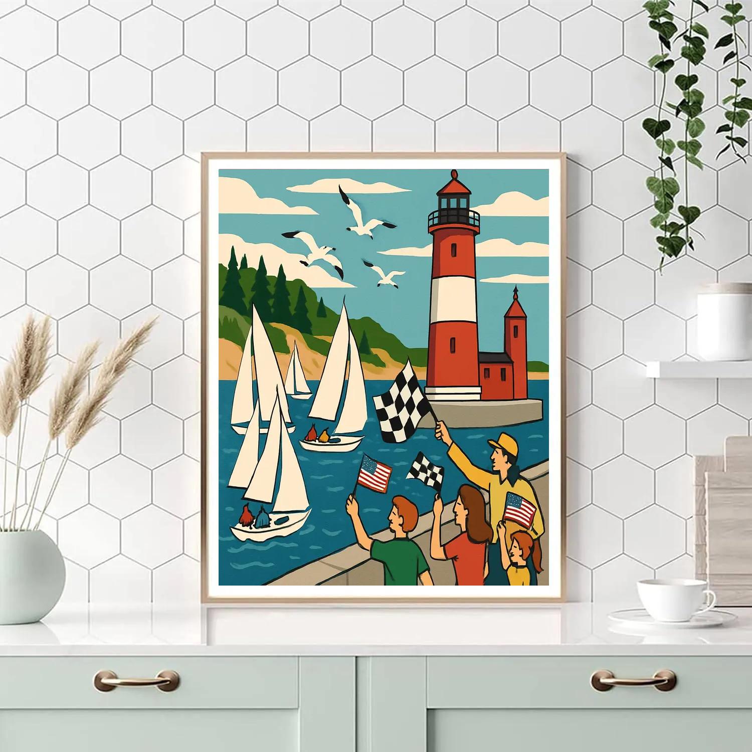 USA Great Lakes Lighthouse Regatta paint by number