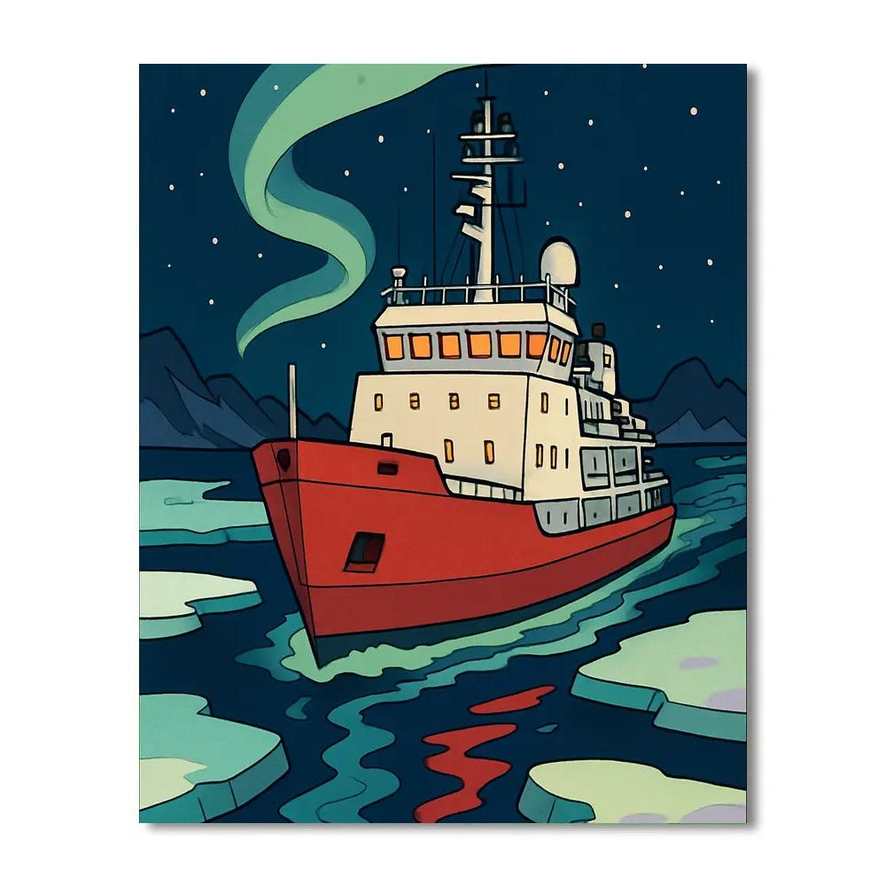 Celestial Ship In Midnight Ice Channel Paint by numbers art
