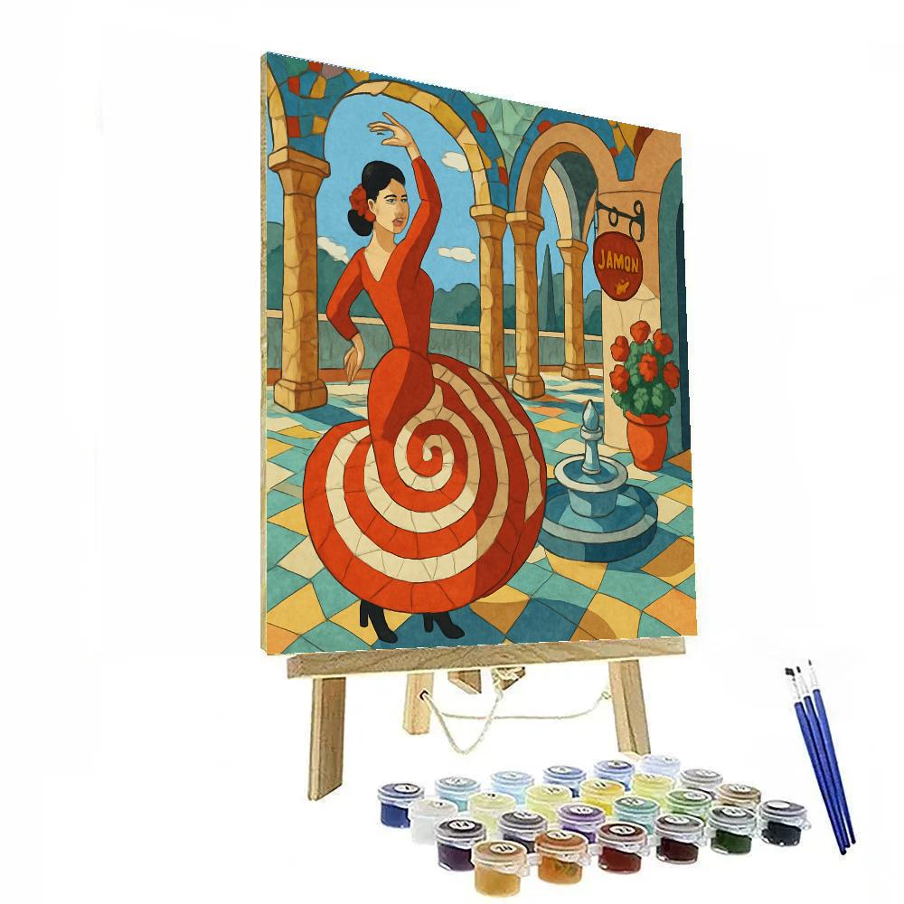 Courtyard Shadows In Spain Mosaic Pavilion Paint by numbers kits