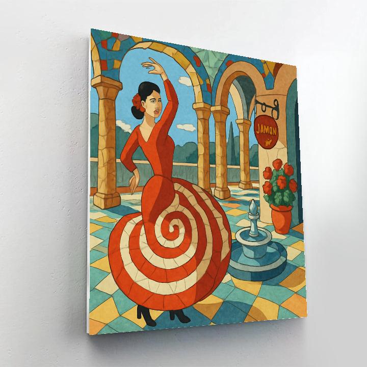 Courtyard Shadows In Spain Mosaic Pavilion Paint by numbers kits